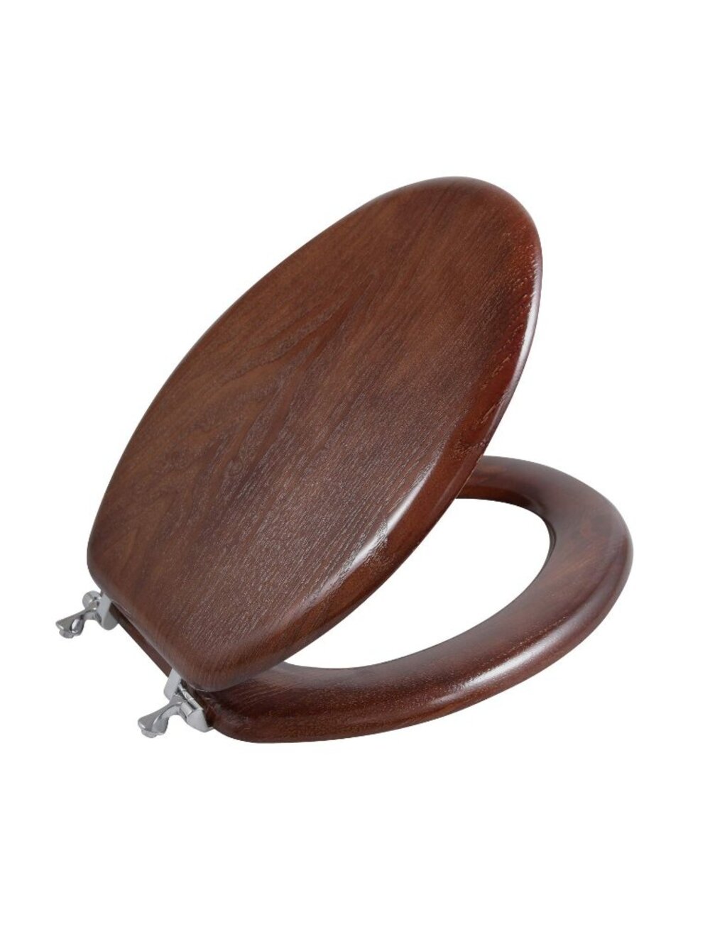 Angel Shield Durable Wood Veneer Natural Toilet Seat Metal Hinged Elongated,Dark